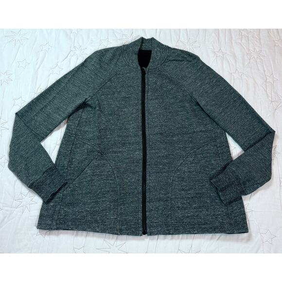 Lululemon Pleat To Street Bomber Heathered Snow Slub Coal Gray Size 4 - Picture 2 of 5